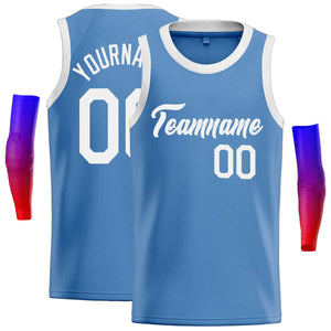 Custom Light Blue White Classic Tops Casual Basketball Jersey