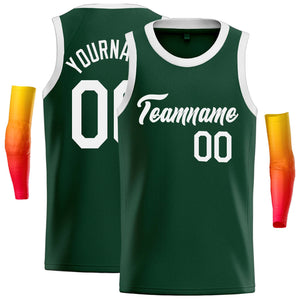 Maillot de basket-ball décontracté, haut classique vert et blanc personnalisé