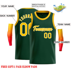 Custom Green Yellow-White Classic Tops Casual Basketball Jersey