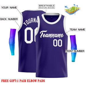 Custom Purple White Classic Tops Casual Basketball Jersey