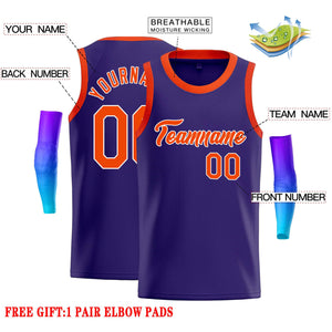 Custom Purple Orange-White Classic Tops Casual Basketball Jersey