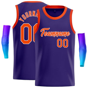 Custom Purple Orange-White Classic Tops Casual Basketball Jersey