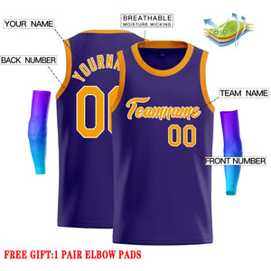 Custom Purple Yellow-White Classic Tops Casual Basketball Jersey