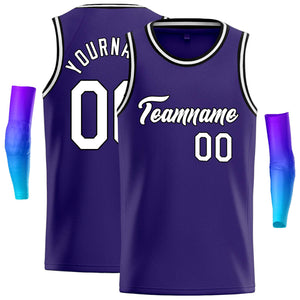 Custom Purple White-Black Classic Tops Casual Basketball Jersey