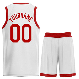 Uniforme de sport personnalisé blanc et rouge, ensembles classiques de basket-ball