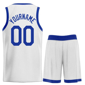 Uniforme de sport Royal Heal blanc personnalisé, ensembles classiques de maillot de basket-ball