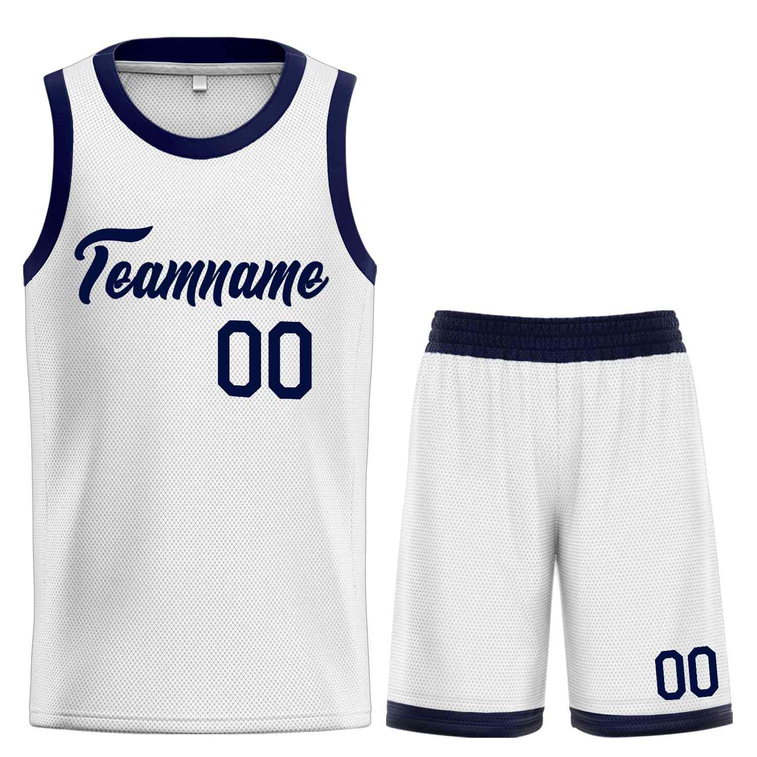 Uniforme de sport de guérison de la marine blanche personnalisée, ensembles classiques de maillot de basket-ball