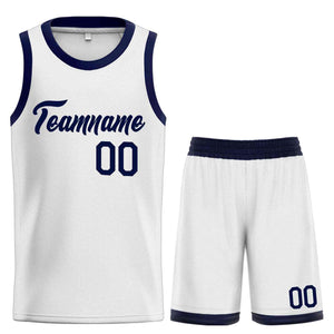 Custom White Navy Heal Sports Uniform Classic Sets Basketball Jersey