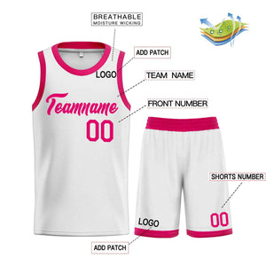 Custom White Pink Heal Sports Uniform Classic Sets Basketball Jersey