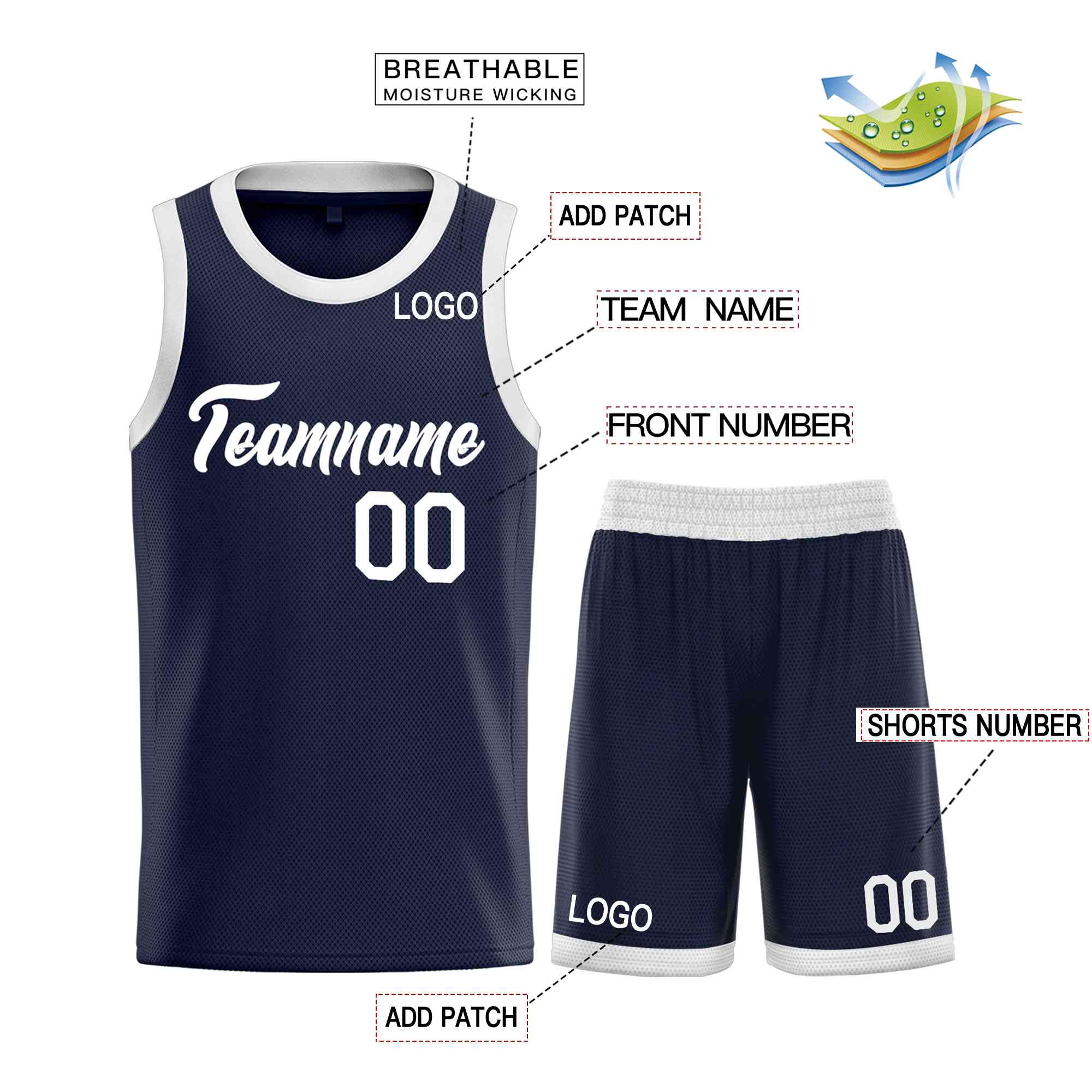 Custom Navy WhiteHeal Sports Uniform Classic Sets Basketball Jersey