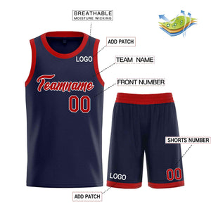 Custom Navy Maroon-White Heal Sports Uniform Classic Sets Basketball Jersey