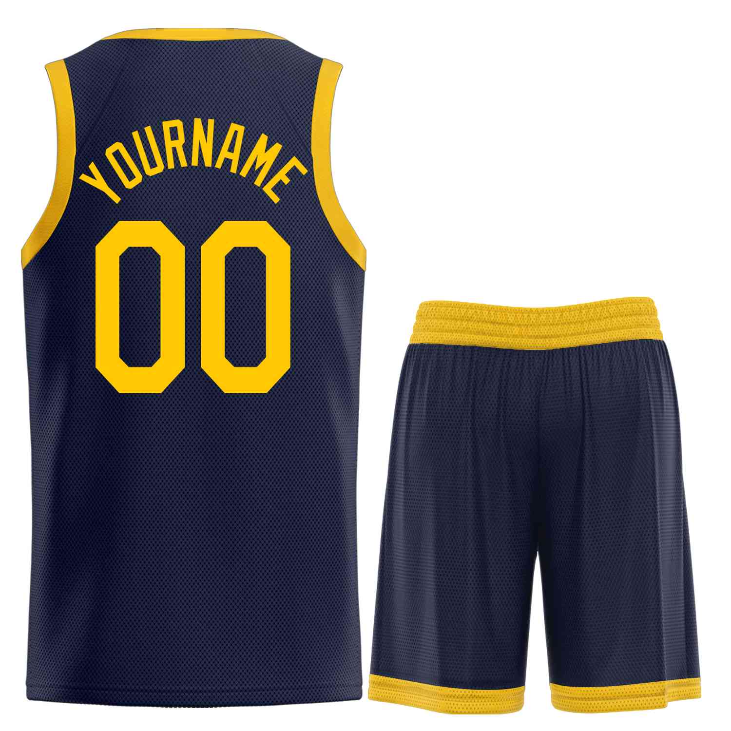 Uniforme de sport personnalisé jaune marine, ensembles classiques de basket-ball, maillot de basket-ball