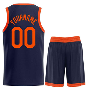 Custom Navy Orange Heal Sports Uniform Classic Sets Basketball Jersey