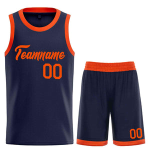 Custom Navy Orange Heal Sports Uniform Classic Sets Basketball Jersey