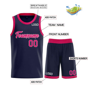 Custom Navy Pink Heal Sports Uniform Classic Sets Basketball Jersey