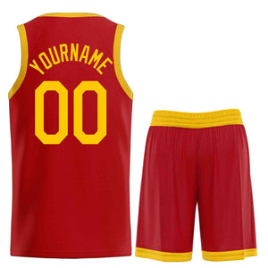 Uniforme de sport de guérison jaune rouge personnalisé, ensembles classiques de maillot de basket-ball