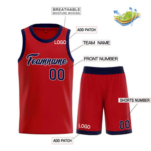 Custom Red Navy Heal Sports Uniform Classic Sets Basketball Jersey