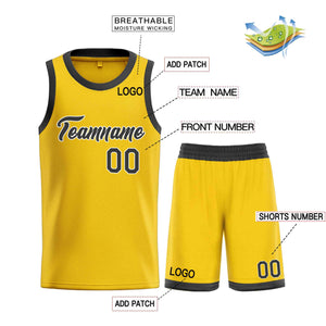 Uniforme de sport personnalisé jaune marron-blanc, ensembles classiques de basket-ball, maillot de basket-ball