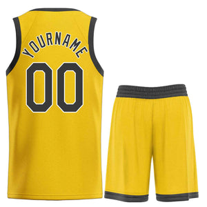 Uniforme de sport personnalisé jaune marron-blanc, ensembles classiques de basket-ball, maillot de basket-ball