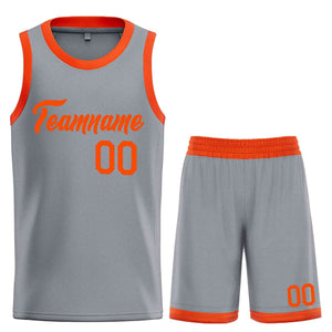 Uniforme de sport de guérison Orange gris foncé personnalisé, ensembles classiques, maillot de basket-ball