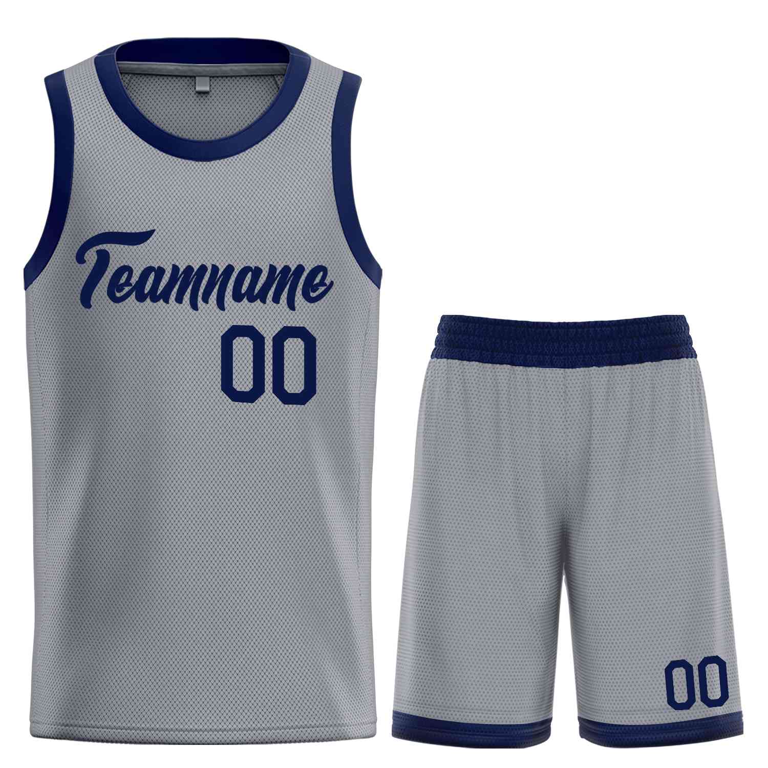 Uniforme de sport de guérison de la marine gris foncé personnalisé, ensembles classiques de maillot de basket-ball