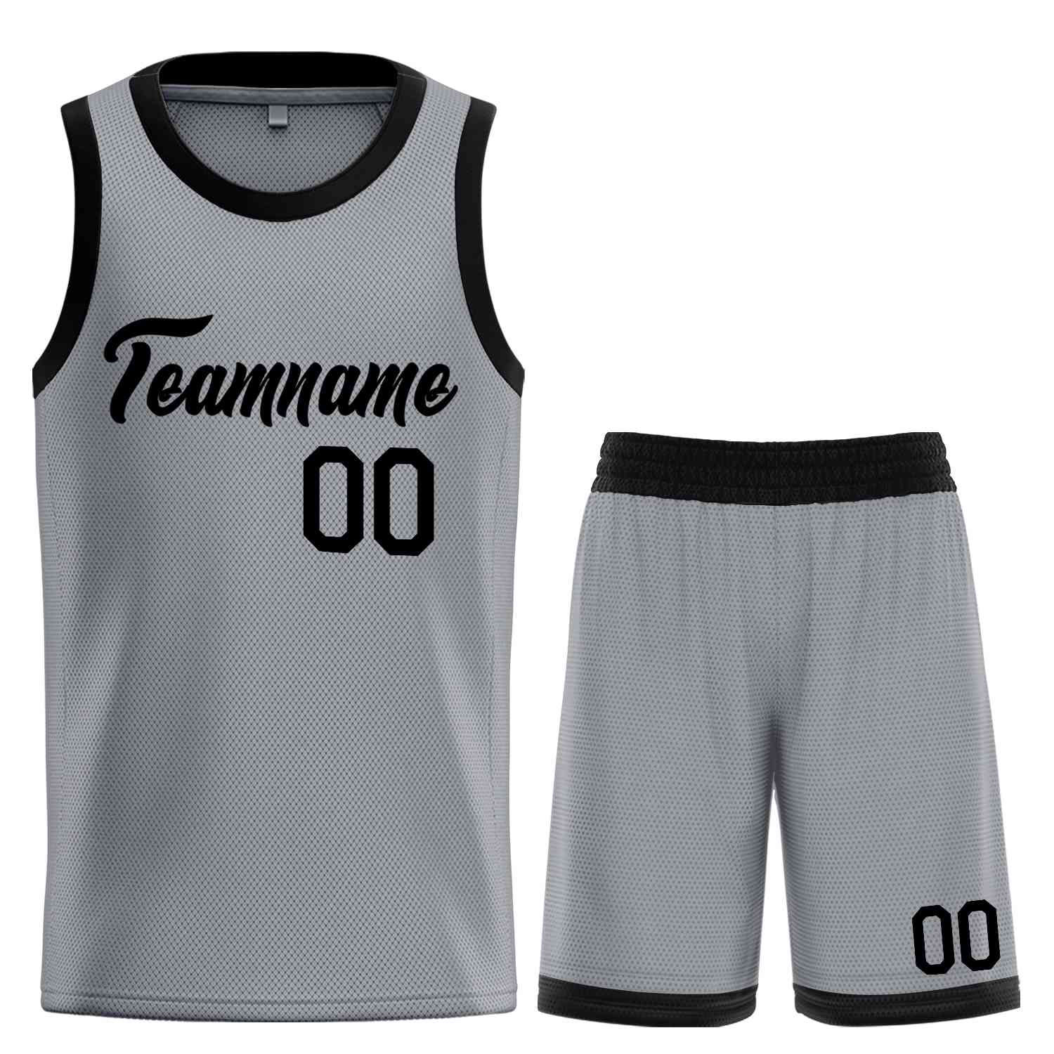 Uniforme de sport de guérison noir gris foncé personnalisé, ensembles classiques de maillot de basket-ball