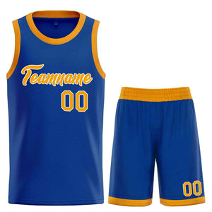 Uniforme de sport personnalisé Royal jaune-blanc, ensembles classiques de basket-ball, maillot de basket-ball