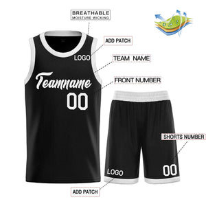 Custom Black White Heal Sports Uniform Classic Sets Basketball Jersey