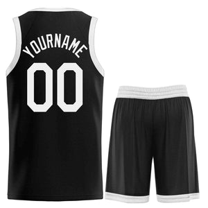 Uniforme de sport de guérison blanc noir personnalisé, ensembles classiques de maillot de basket-ball