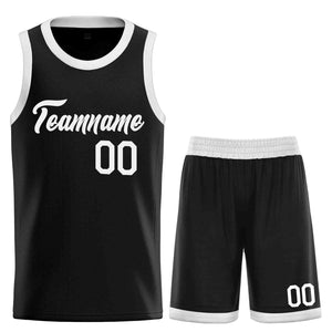 Uniforme de sport de guérison blanc noir personnalisé, ensembles classiques de maillot de basket-ball