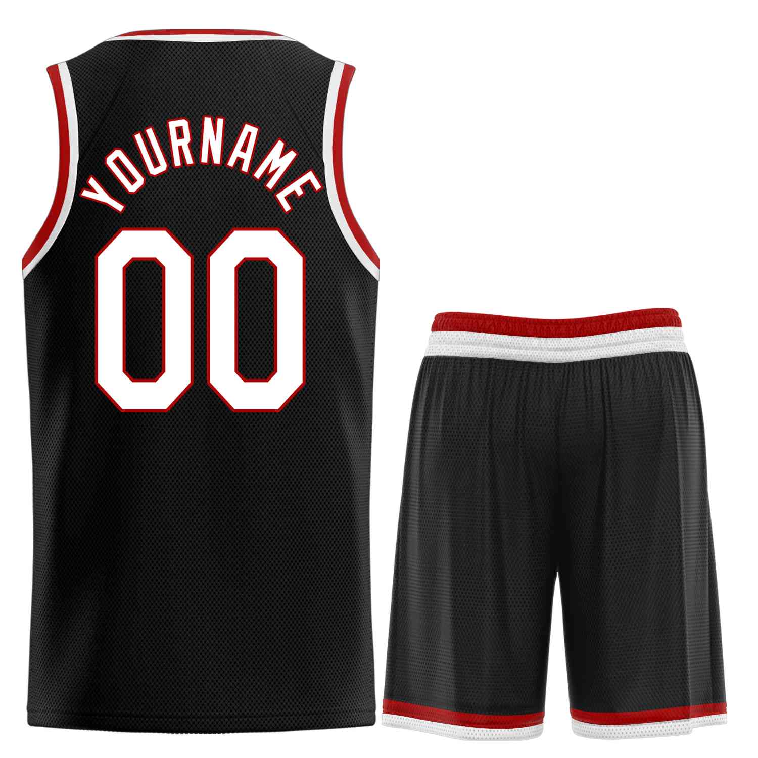 Uniforme de sport personnalisé noir blanc-rouge, ensembles classiques de basket-ball, maillot de basket-ball