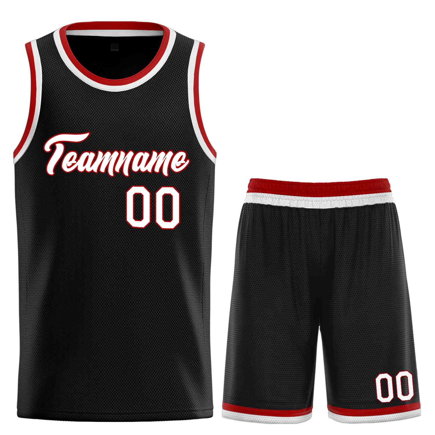 Uniforme de sport personnalisé noir blanc-rouge, ensembles classiques de basket-ball, maillot de basket-ball