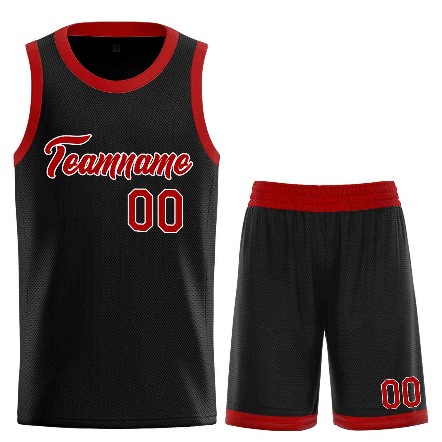 Uniforme de sport de guérison personnalisé noir rouge-blanc, ensembles classiques, maillot de basket-ball