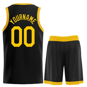 Le classique uniforme de sport de guérison jaune noir personnalisé définit le maillot de basket-ball