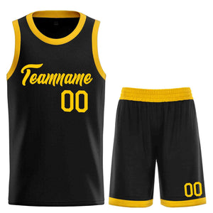 Le classique uniforme de sport de guérison jaune noir personnalisé définit le maillot de basket-ball