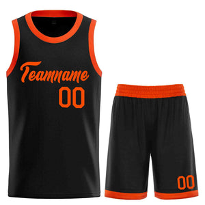 Uniforme de sport de guérison Orange noir personnalisé, ensembles classiques de maillot de basket-ball