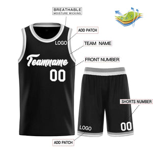 Uniforme de sport de guérison blanc noir personnalisé, ensembles classiques de maillot de basket-ball