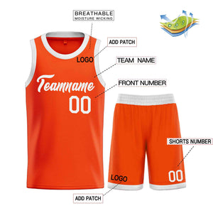 Uniforme de sport personnalisé Orange blanc, ensembles classiques de basket-ball, maillot de basket-ball