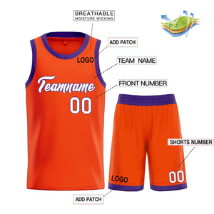 Uniforme de sport personnalisé Orange blanc-Royal Heal, ensembles classiques, maillot de basket-ball