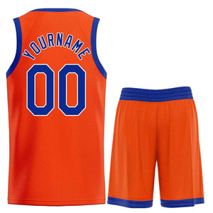 Uniforme de sport de guérison Orange Royal-blanc personnalisé, ensembles classiques, maillot de basket-ball