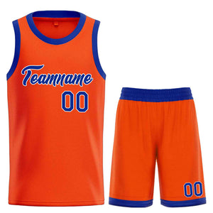 Uniforme de sport de guérison Orange Royal-blanc personnalisé, ensembles classiques, maillot de basket-ball