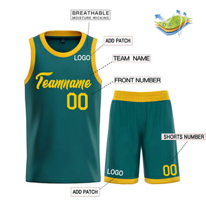 Uniforme de sport de guérison jaune Aqua personnalisé, ensembles classiques, maillot de basket-ball