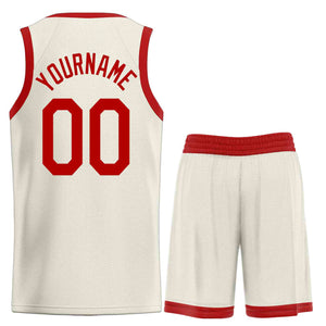 Uniforme de sport de guérison rouge crème personnalisé, ensembles classiques, maillot de basket-ball