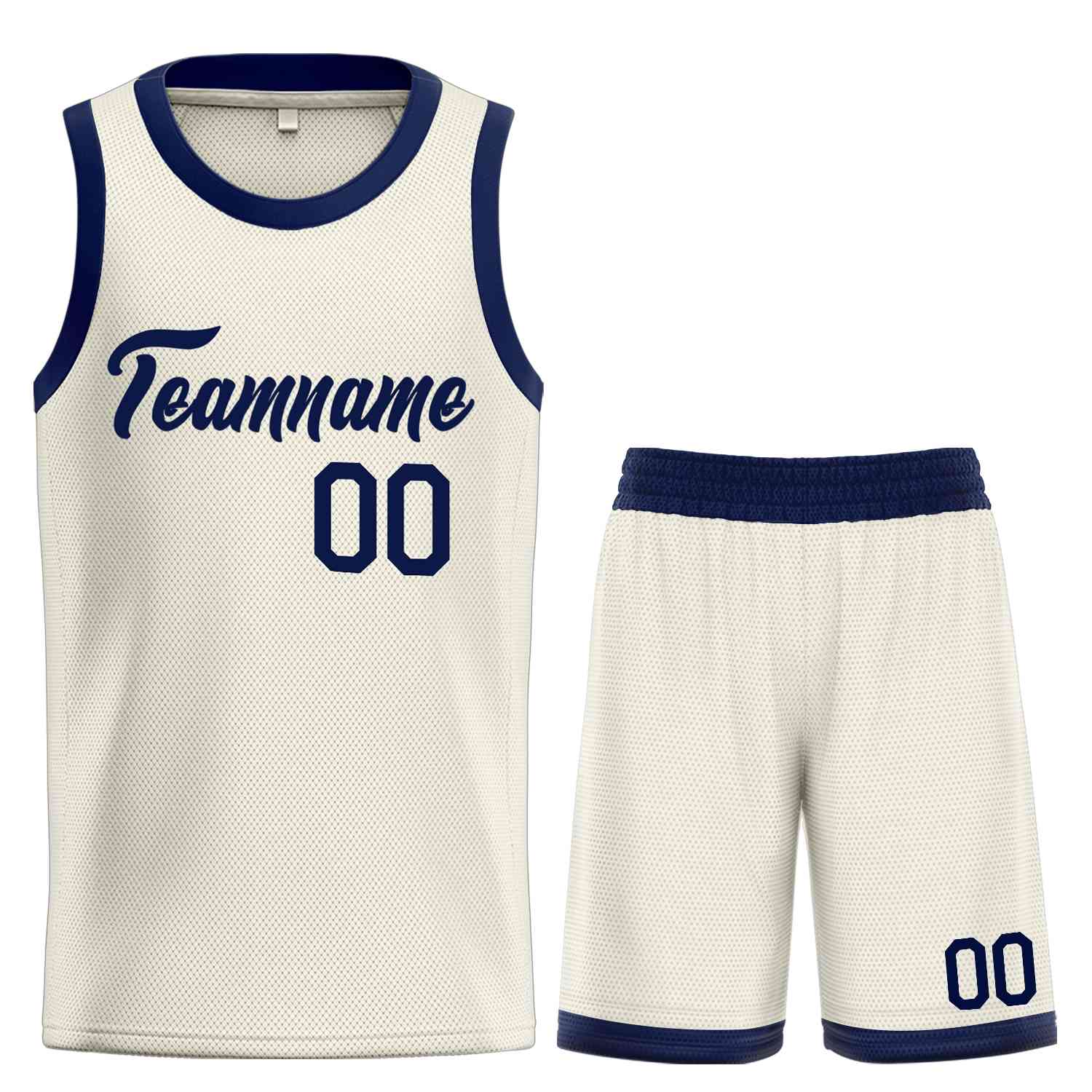 Uniforme de sport personnalisé crème marine, ensembles classiques de basket-ball, maillot de basket-ball