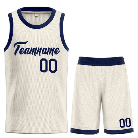 Custom Cream Navy Heal Sports Uniform Classic Sets Basketball Jersey