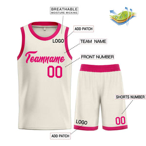 Custom Cream Pink Heal Sports Uniform Classic Sets Basketball Jersey