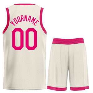 Custom Cream Pink Heal Sports Uniform Classic Sets Basketball Jersey