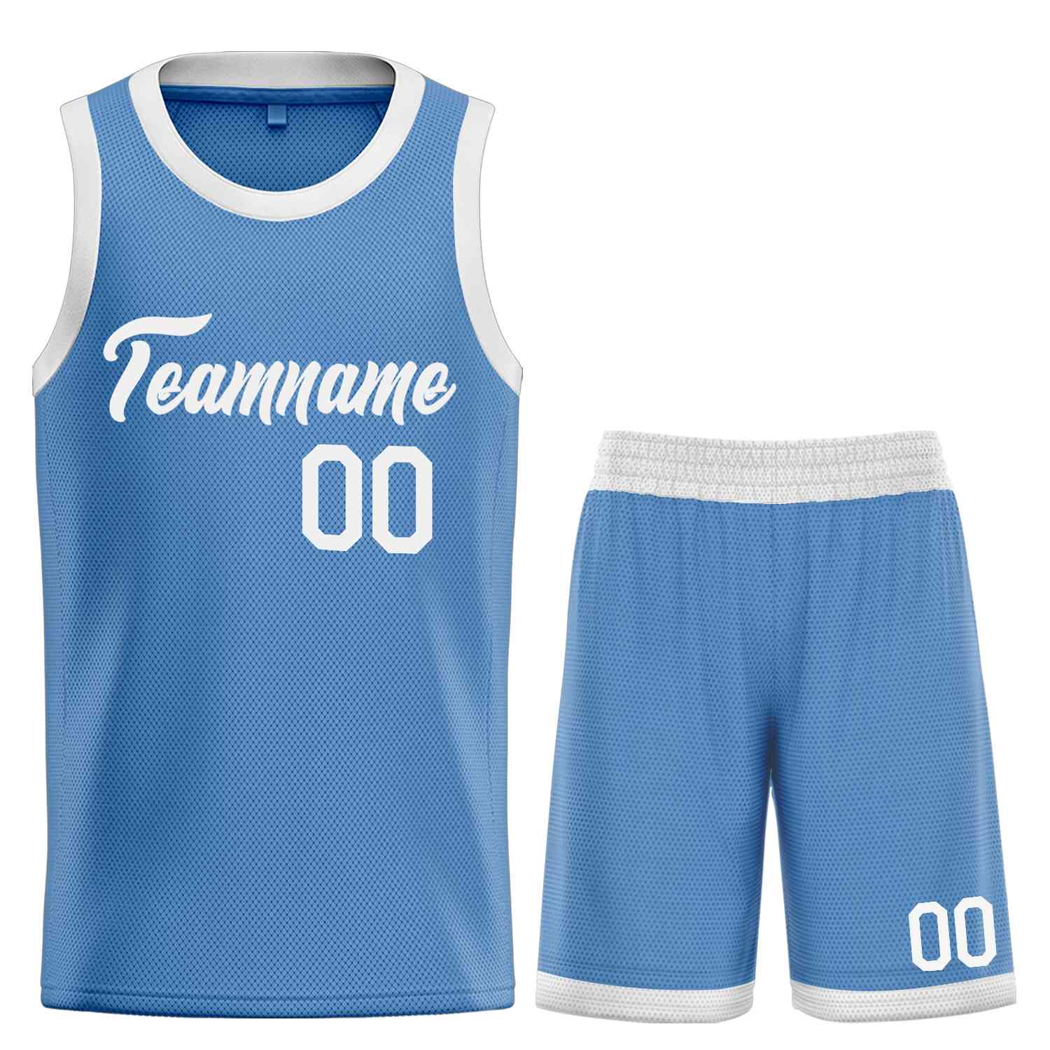 Uniforme de sport de guérison blanc bleu clair personnalisé, ensembles classiques de maillot de basket-ball