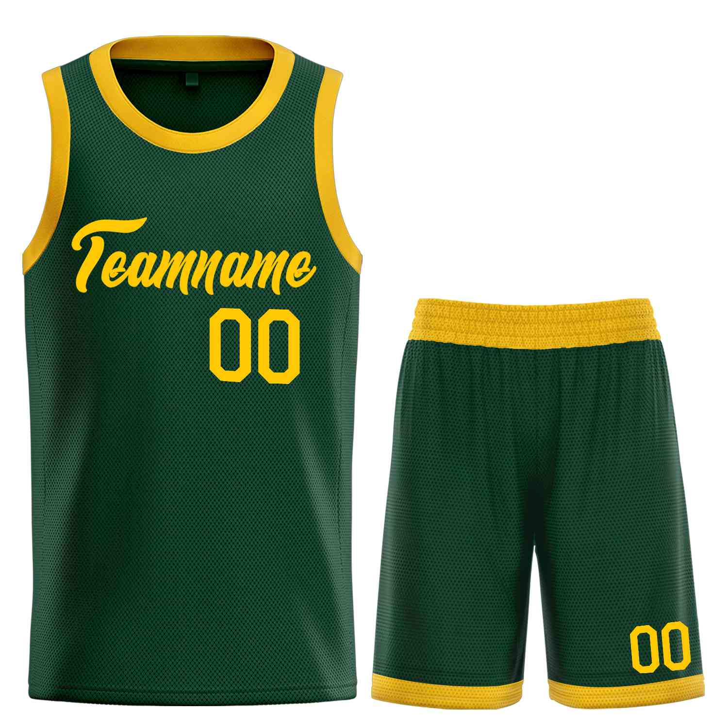 Uniforme de sport de guérison personnalisé vert jaune, ensembles classiques, maillot de basket-ball