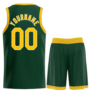 Uniforme de sport de guérison personnalisé vert jaune-blanc, ensembles classiques, maillot de basket-ball